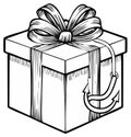 Black and White Gift Box with Decorative Bow and Anchor Royalty Free Stock Photo