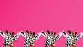 Black and white giraffe on a pink background. Portrait of a cute giraffe.Generative ai. Fashionable style. Funny poster. Royalty Free Stock Photo