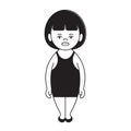 Black and white girl in frock cartoon