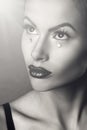 Black and white glamour woman portrait. light on clean face Royalty Free Stock Photo