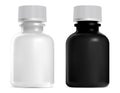 Black, white glass bottle, screw lid. Medical jar Royalty Free Stock Photo