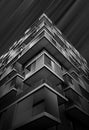 Black and white glass building city geometry Royalty Free Stock Photo