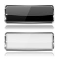 Black and white glass buttons with metal frame. Rectangle 3d icons Royalty Free Stock Photo