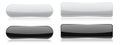 Black and white glass buttons. Oval and rectangle 3d shiny icons Royalty Free Stock Photo