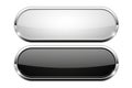 Black and white glass buttons. Shiny oval 3d web icons