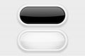 Black and white glass buttons on white plastic matted background