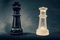 Black and white glass King and Queen chess pieces Royalty Free Stock Photo