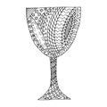 Black and white glass zen tangl, zen dudl. Glass tattoo, glass vector. Royalty Free Stock Photo