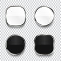 Black and white glossy buttons isolated on transparent background. Royalty Free Stock Photo