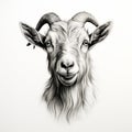 Black And White Goat Drawing Cyril Rolando Inspired Artwork