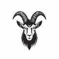 Black And White Goat Icon: Tattoo, Logo, Datamosh Royalty Free Stock Photo