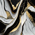 Black white gold liquid 3d abstract marbled background with golden inlay veins, lines. Marble stone texture, jasper. Ornamental Royalty Free Stock Photo