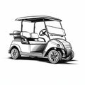 Black And White Golf Cart Vector Illustration