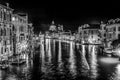 Black White Grand Canal Salut Church Night Venice Italy Royalty Free Stock Photo