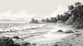 Sepia Tone Engraving Of Beaches In Dnd Style