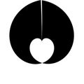 black and white graphic design with heart shape in center