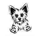 Abstract Black And White Yorkshire Terrier Paw Prints Drawing