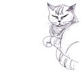 Black and white graphic drawing of a sleeping cat and place for text Royalty Free Stock Photo