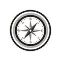 Black and White Compass Rose Icon with Cardinal Directions and Rings on a White Background Royalty Free Stock Photo