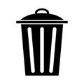 Black and white graphic icon of a trash can with a lid and handle trash can icon garbage bin symbol Royalty Free Stock Photo