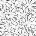 Black and white graphic palm leaves seamless pattern