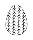 Black and white graphics of a flat egg with a rope