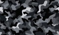 Black, white and gray camouflage pattern, seamless vector background. Small army camouflage, modern grey camouflage. Generative AI