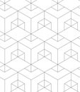 MODERN GEOMETRIC SEAMLESS VECTOR PATTERN. CROSSING LINEAR MESH MONOCHROME TEXTURE. HEXAGON POLYGON BACKGROUND Royalty Free Stock Photo