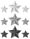 Black, white gray detailed star, vector illustration