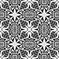 Black and white greek vector seamless pattern. Geometric ancient grid background. Lace repeat backdrop. Greek key Royalty Free Stock Photo