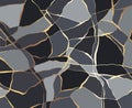 Black and white, grey abstract marble stone design, minimal kintsugi art style. Luxury crack ground, abstract landscape. Royalty Free Stock Photo