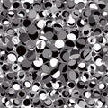 Black, white, grey seamless pattern with chaotic grunge stained circle elements