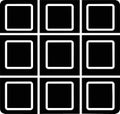 Minimalist 3x3 Grid of Black Squares with Rounded White Borders Royalty Free Stock Photo