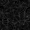 Black and white grunge abstract halloween seamless pattern background with spiderwebs