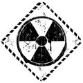 Black and white grunge sign radiation