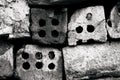 Black and white grunge texture old bricks. background Royalty Free Stock Photo