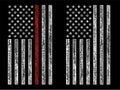Black and white / grunge usa firefighter flag with thin red line vector design. Royalty Free Stock Photo