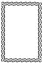 Black and white guilloche vertical frame. Raster clip art.