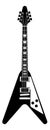 Black and white guitar. Musical instrument silhouette, electric rock music string object, modern grunge and vintage