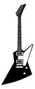 Black and white guitar. Single isolate icon, rock music bass string electric instrument, grunge or vintage object Royalty Free Stock Photo