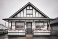 black and white halftimbered tudor cottage