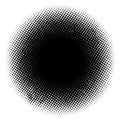 Black and white halftone gradient artwork featuring concentric circles of varying dot Royalty Free Stock Photo