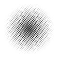 Black and white halftone radial pattern. Abstract dotty vector background