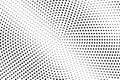 Black and white halftone vector background. Diagonal dot gradient. Centered dotwork surface. Frequent dotted halftone Royalty Free Stock Photo