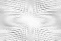 Black and white halftone vector background. Diagonal gradient on centered dotwork texture. Round dotted halftone Royalty Free Stock Photo