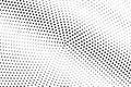 Black and white halftone vector background. Diagonal gradient on rough dotwork texture. Grunge dotted halftone