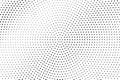 Black and white halftone vector background. Diagonal gradient on round dotwork texture. Sparse dotted halftone Royalty Free Stock Photo