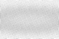 Black and white halftone vector background. Horizontal gradient on rough dotwork texture. Regular dotted halftone Royalty Free Stock Photo