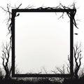 a black and white halloween frame with a tree in the background Royalty Free Stock Photo