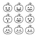 Black and White Halloween Pumpkin Set With Faces